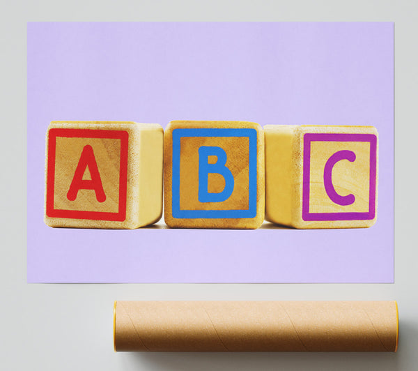 Three Alphabet Blocks Lilac Poster