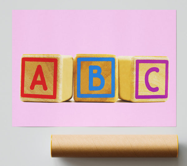 Three Alphabet Blocks Pink Giclee Print