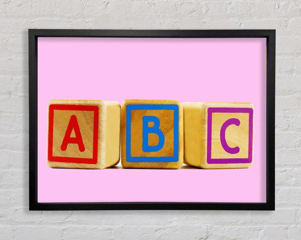 Three Alphabet Blocks Pink Framed Print