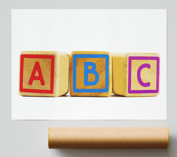 Three Alphabet Blocks White Poster