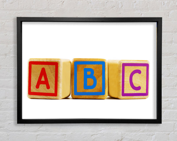 Three Alphabet Blocks White Framed Print