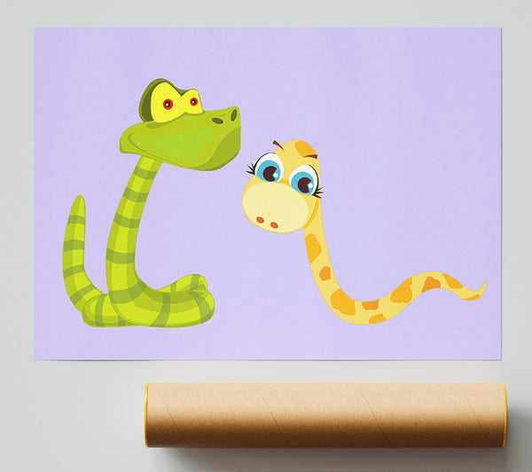 Two Snakes Lilac Print