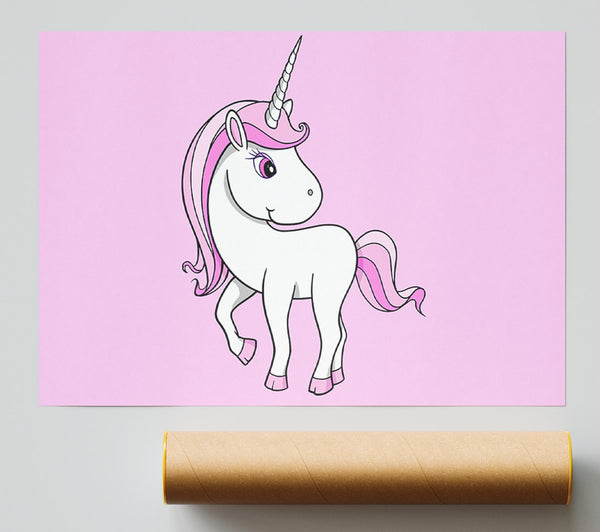 Unicorn Walking Pink Poster