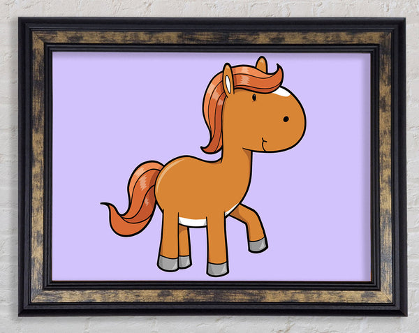 Walking Pony Horse Lilac Framed Print