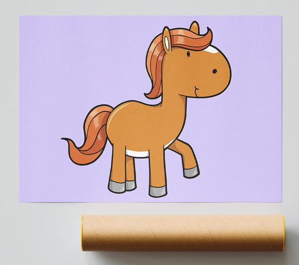 Walking Pony Horse Lilac Print