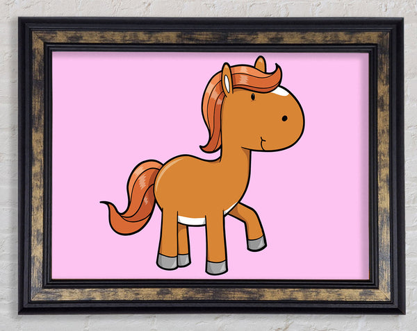 Walking Pony Horse Pink Framed Print