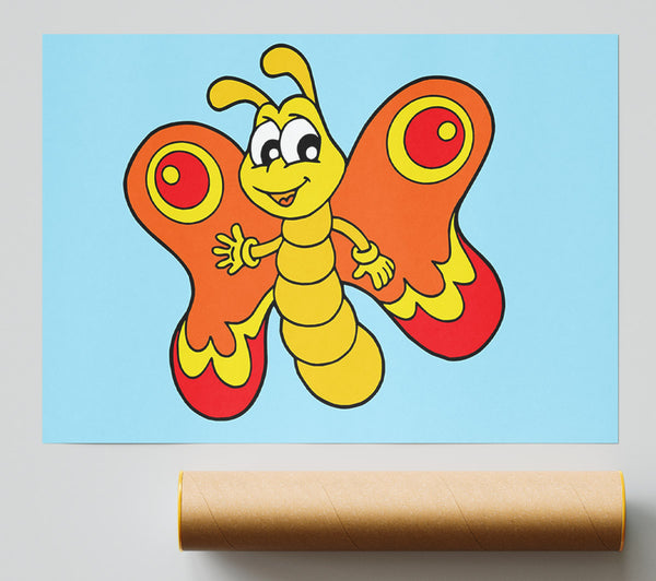 Waving Butterfly Baby Blue Print