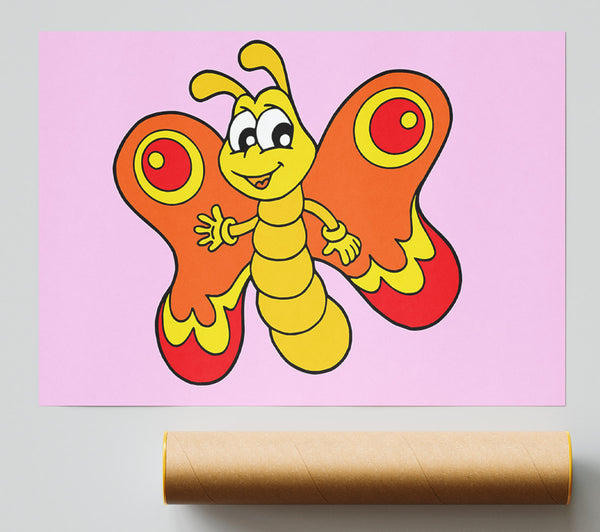 Waving Butterfly Pink Giclee Print