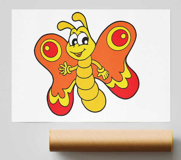 Waving Butterfly White Poster