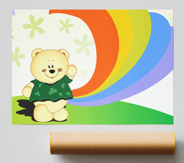 Waving Rainbow Bear Lilac Poster