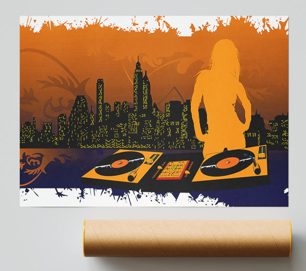 Dj City Babe Orange Print