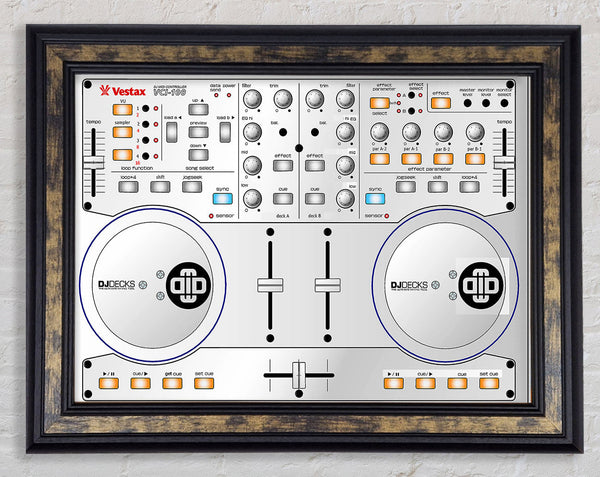 Dj Decks White Framed Print