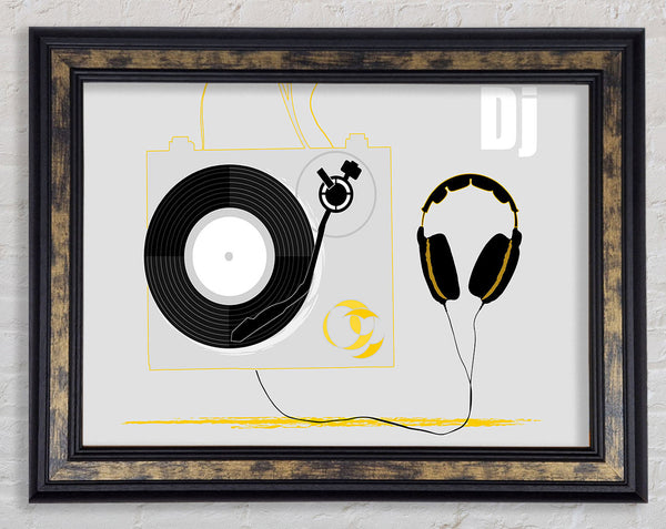 Dj Turn Style And Headphones Framed Print