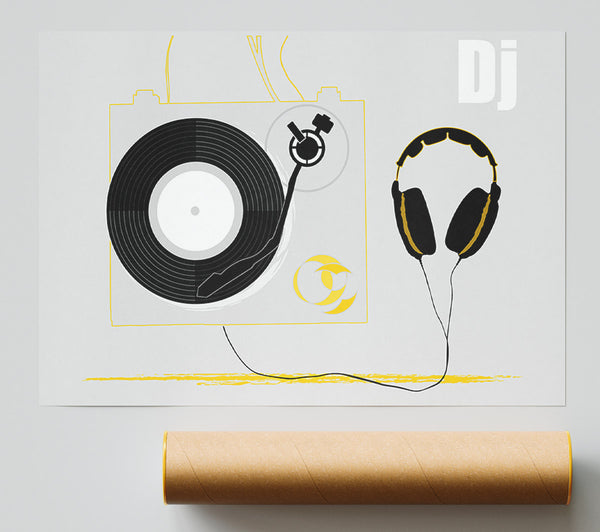 Dj Turn Style And Headphones Giclee Print