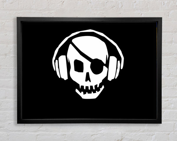 Skeleton Pirate Headphones Framed Print