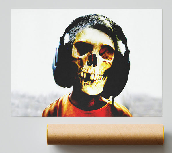 Headphone Skeleton Poster