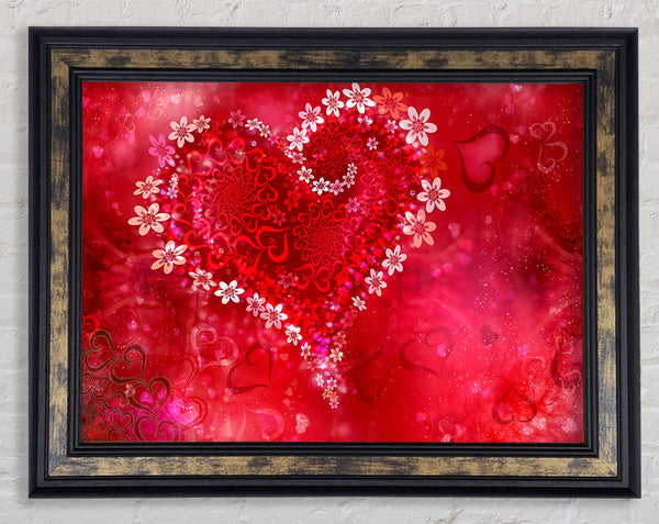 Love Heart Flowers Framed Print
