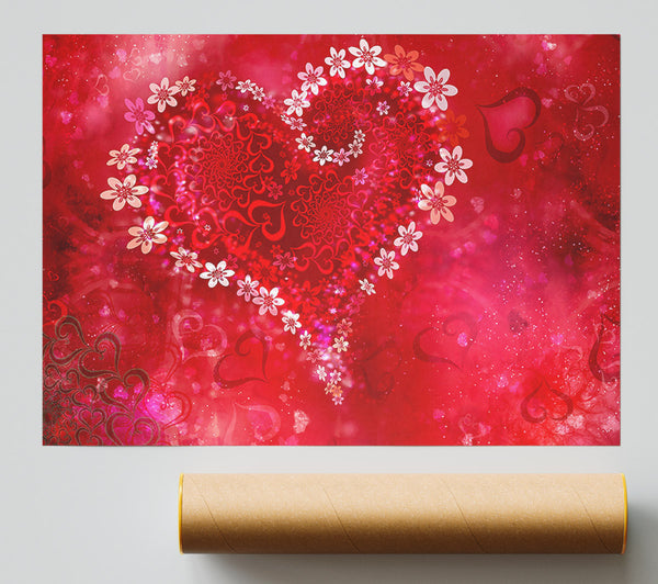 Love Heart Flowers Poster