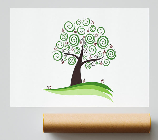Green Cherry Tree Poster