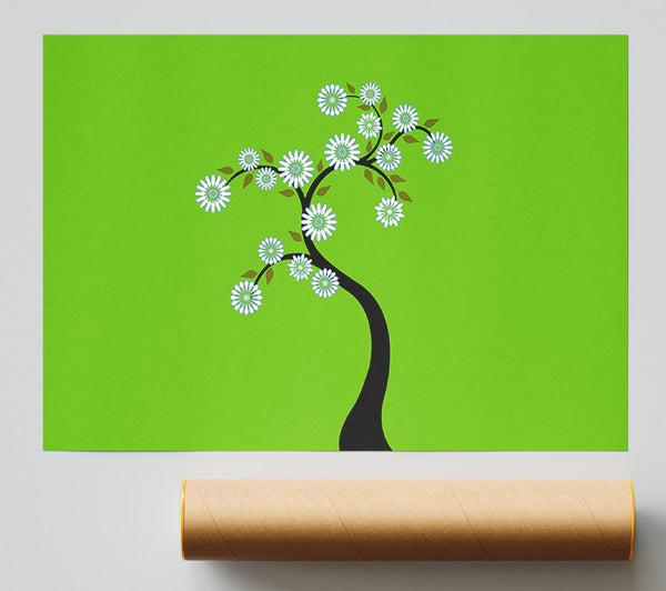 White Flower Tree Poster