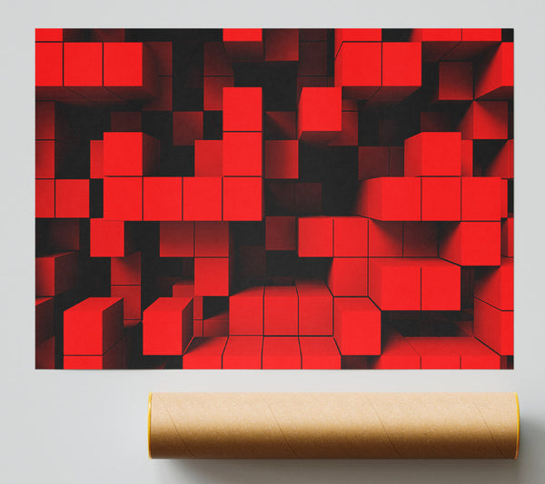 Red Cubism Poster