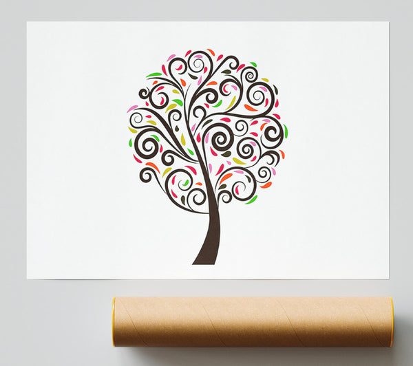 Multi-Coloured Tree Print