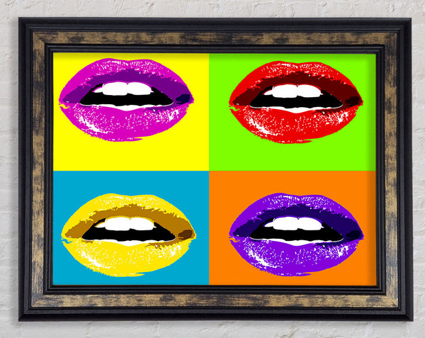 Vibrant Pop Art Lips Framed Print