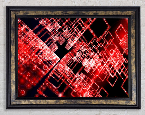 Red Surreal City Blocks Framed Print