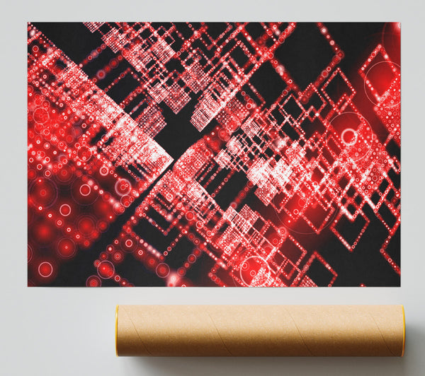 Red Surreal City Blocks Giclee Print