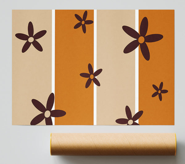 Chocolate Daisy Stripes Poster