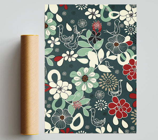 Intertwined Flowers Poster