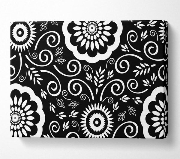 Flock Of Flowers White On Black