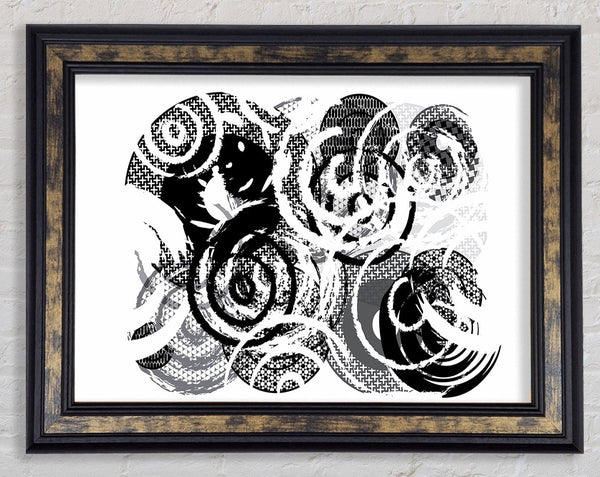 Swirls Of Circles B n W Framed Print