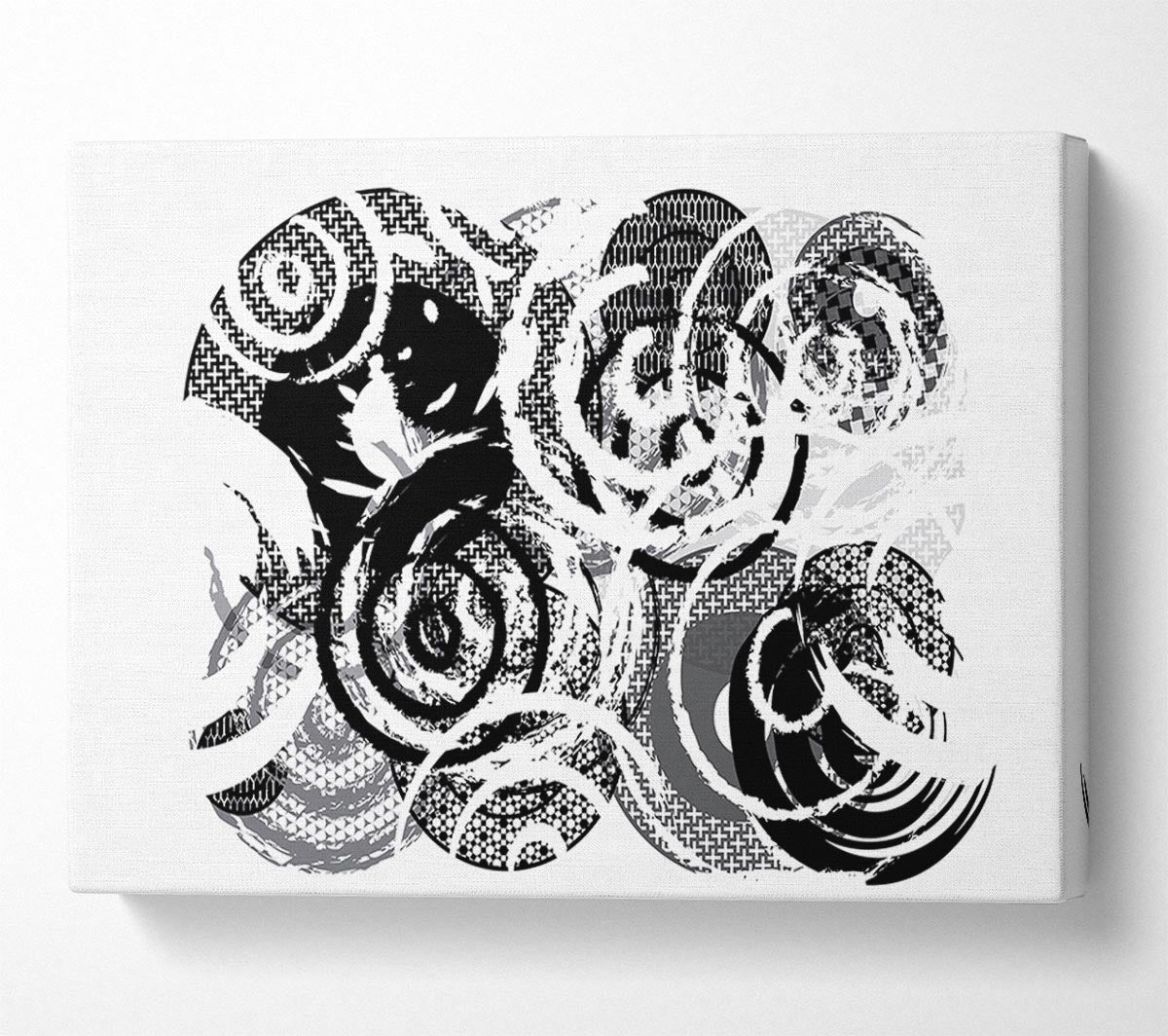 Swirls Of Circles B n W Canvas Wall Art