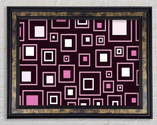 Squares In Squares Pink Framed Print