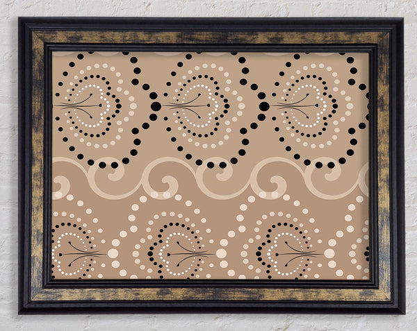 Beige Waves Of Flowers Framed Print