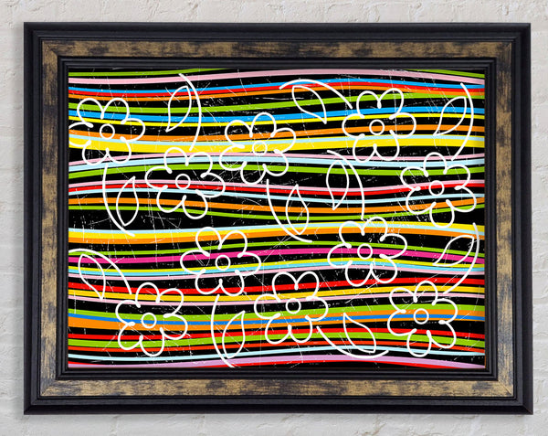 Vertical Rainbow Daisies Framed Print