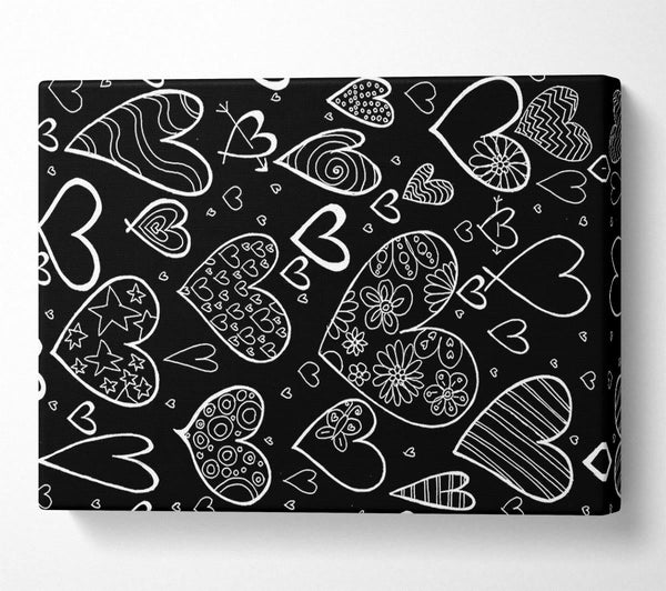 Hearts White On Black