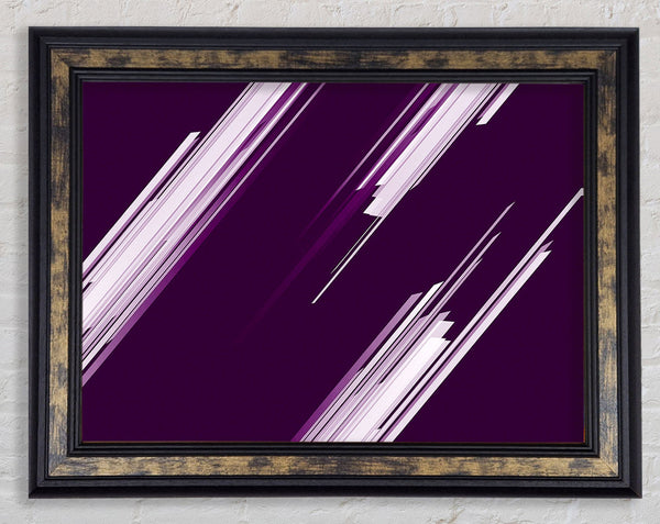 Shards Of Colour White On Purple Framed Print