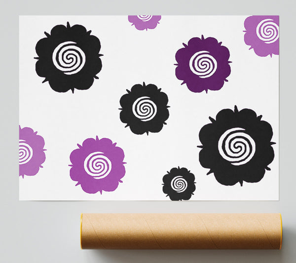 Flowers Purple On White Poster
