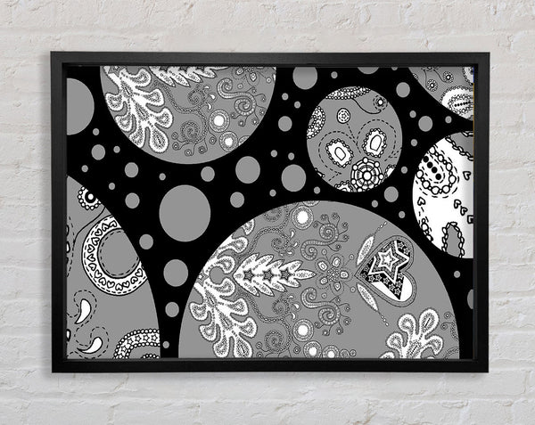 Planets Grey Framed Print