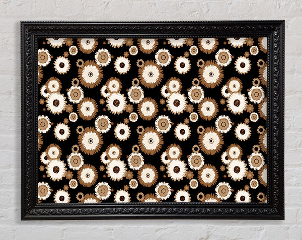 Flower On Flower Brown Framed Print