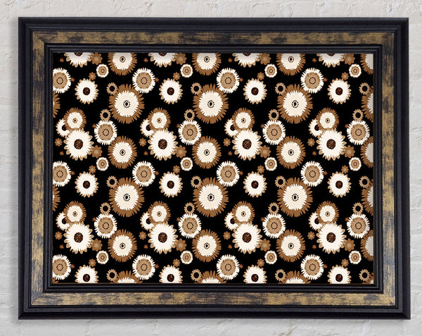 Flower On Flower Brown Framed Print