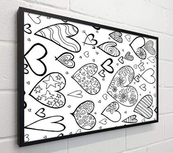 Hearts Black On White