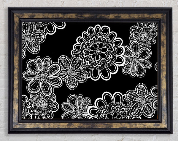 White On Black Bloom Framed Print