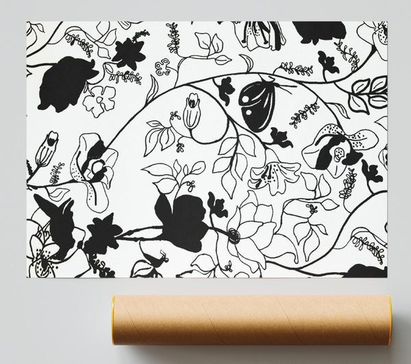 Floral Desire Black On White Print