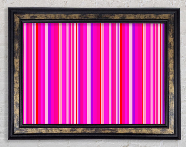 Retro Stripes Pink Framed Print