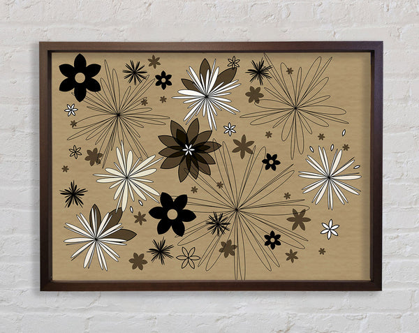 Flowers In Bloom Beige Framed Print