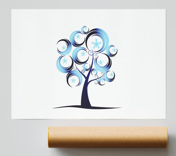 Blue Tree Abstract Poster