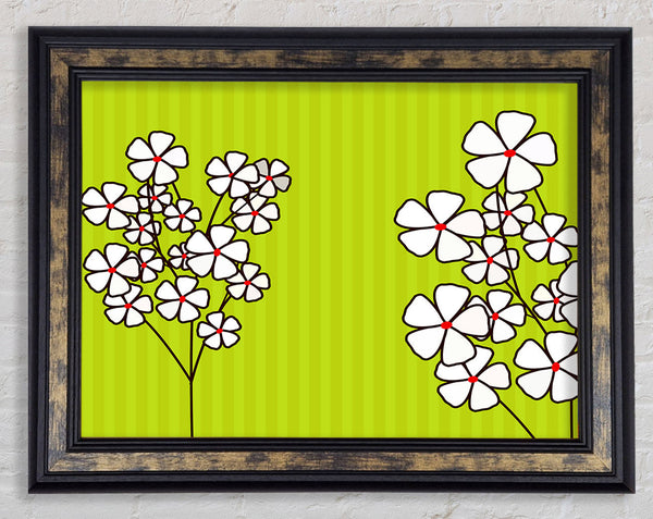 Poppies On Lime Green Framed Print